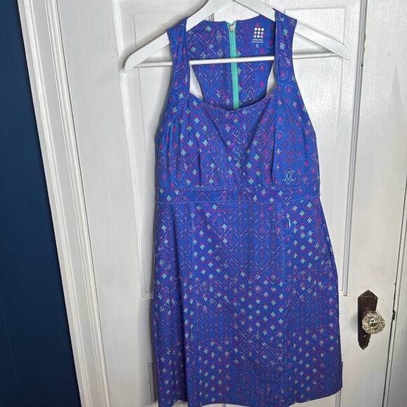 Title Nine Nimblene Blue/Purple Pink Geometric Print Racerback Dress W1011 Sz 6 - Picture 1 of 9
